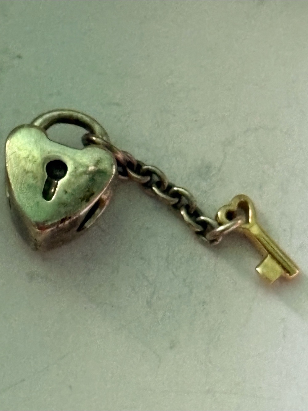 Pandora Two-Tone Heart Lock and Key Charm Pendant